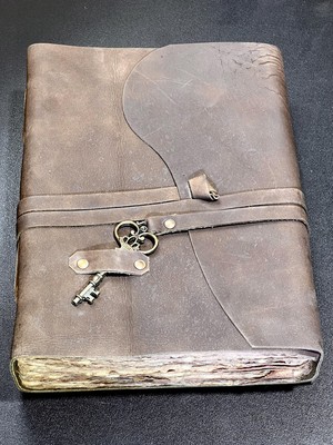 Large Rustic Brown Leather Bound 100 Page Sketchbook Notebook Wholesale-image