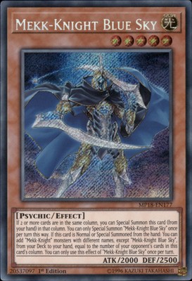 1st ed Mekk-Knight Blue Sky secret rare MP18-EN177 Yugioh-image