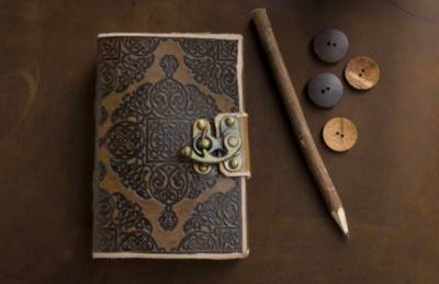 Vintage Leather bound Journal Antique Handmade Paper Notebook Diary Sketchbook-image