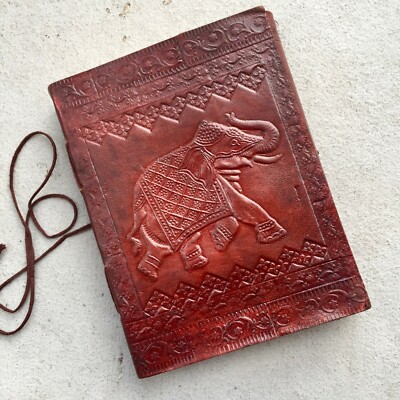 Red Leather Journal Embossed Elephant Junk Travelers writing book antique Diary -image