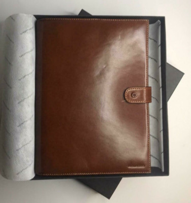 Piquadro Genuine Leather Agenda Planner Organizer Cover Brown Large  made Italy-image