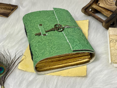 Grimoire  Leather Journal Vintage Garden flower Key Book for men & women-image