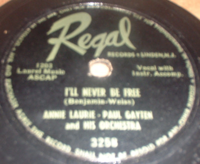 78RPM Regal Paul Gayten, Annie Laurie - I'll Never Be Free / You Ought Know V--image