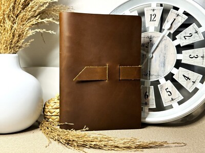 Leather Journal, Brown Journal, Sketchbook, Travel Journal, Engraved Journal.-image