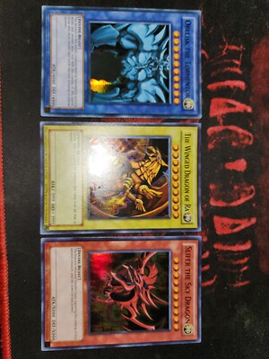Yugioh! Dragon of Ra, Obelisk, Slifer LC01 3-Card Egyptian God Set NM -image