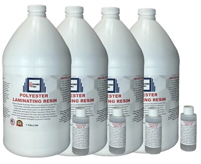 Polyester Resin 4 Gallons For Boats RV's Canoes Fiberglass Autos Pools Tubs-image