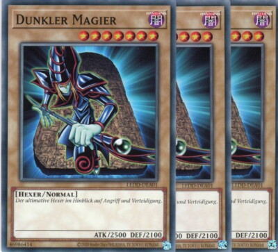 yugioh 3x Dark Magician LEDD-DEA01 COMMON 2 EDITION GERMAN-image