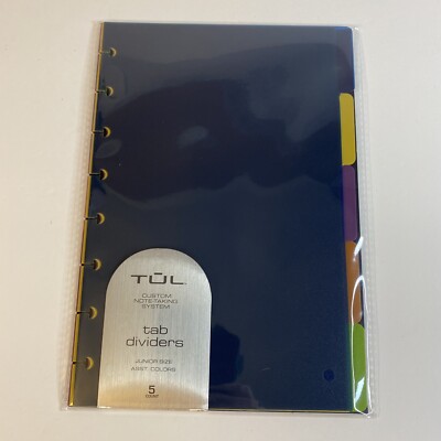 TUL Discbound Tab Dividers, Junior Size, Assorted Colors, 5 Tabs-image