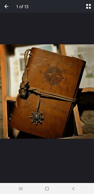 vintage leather journal spiral-bound diary sketchbook dark brown-image
