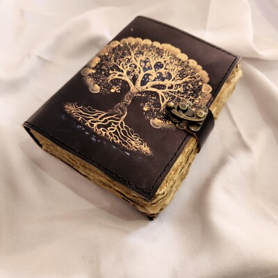 Golden Tree Printed Leather Journal, Leather Dairy, Dream Journal, Wedding Gift.-image