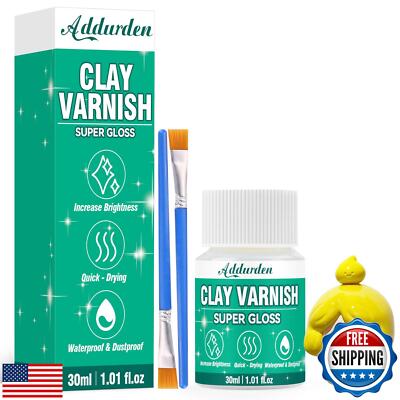 Addurden Air Dry Clay Varnish Glaze with 2 Brushes, Polymer Acrylic Varnish f-image