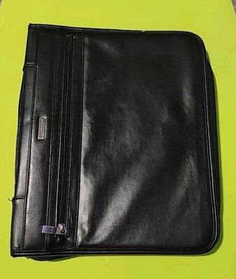 Franklin Covey 3 Ring Binder Planner Black Faux Leather Full Zip 13