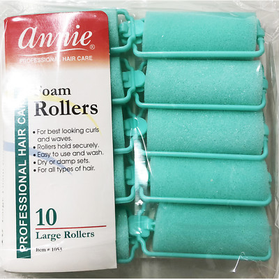 ANNIE CLASSIC FOAM CUSHION ROLLERS #1053, 10 COUNT GREEN LARGE 1