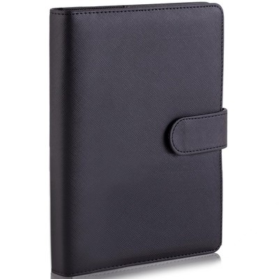 System Notebook A5 Size 6 Holes Ring Magnetic Button Leather Business Notebook 1-image