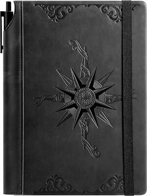 CAGIE Compass Leather Notebook Journal for Men, 100 GSM 288 Pages Lined Journals-image