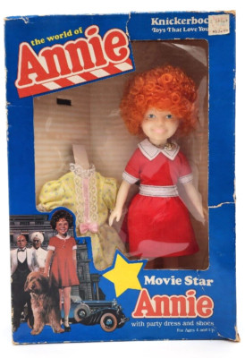 Vintage 1982 Knickerbocker Movie Star Annie Doll Shoes & Party Dress 3836-image
