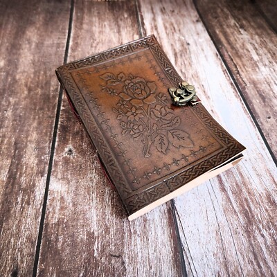 Rose Embossed Leather Journal, Brown Journal, Dream Journal, Personalized Gift.-image