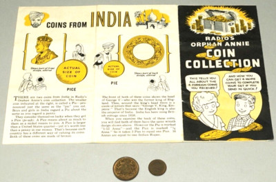1937 Orphan Annie COIN COLLECTION BROCHURE w/2 Coins Ovaltine radio premium mc1-image