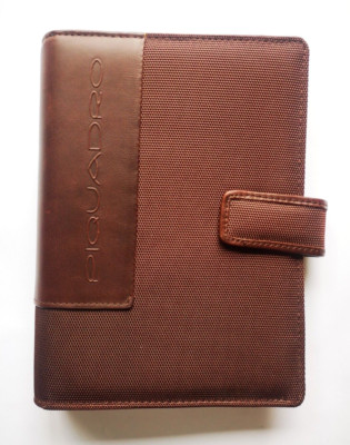 Piquadro Leather Synthetic Organizer Agenda Planner Cover Brown Medium Italy New-image