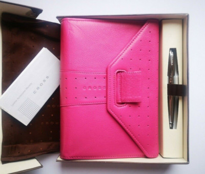 Cross Autocross Leather Collection Personal Agenda Cover with Pen Pink Medium-image