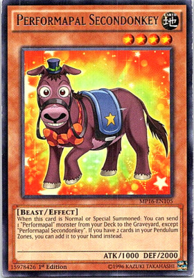 Performapal Secondonkey MP16-EN105 Yu-Gi-Oh! Card Light Play 1st Edition-image