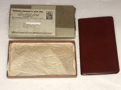 VINTAGE LEATHER NOTEBOOK PLANNER ROBERT BURLEN & SON BOOKBINDERS BOSTON MASS BOX-image