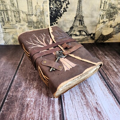 Aesthetic Tree Embossed Leather Journal Wedding gift Notebook personalized gift.-image