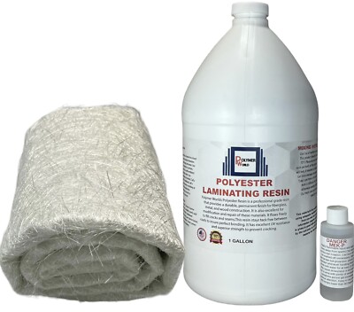 Polyester Resin 1 Gal  1.5x50x3 Yard Chopped Strand Mat, Boats, Auto, RV Canoe-image