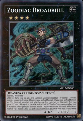 1st ed Zoodiac Broadbull secret rare MP17-EN206 Yugioh-image