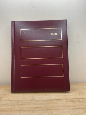 1988 Leather Bound Calendar Appointments Planner Event Book Agenda-image