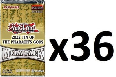 Yugioh TCG 2022 Tin of the Pharaoh's Gods Mega Booster Pack Lot of 36 SEALED!-image