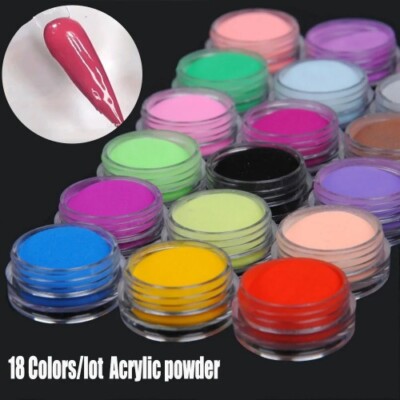 12/18color/set Acrylic Powder 3in1 Extendion/Dip/Carve Nail Polymer Builder Dust-image
