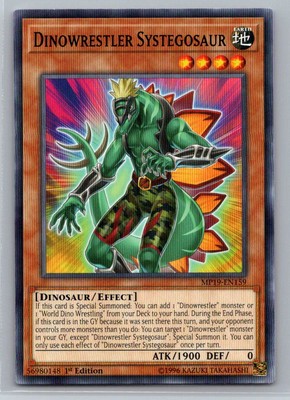 Dinowrestler Systegosaur #MP19-EN159 2019 Gold Sarcophagus Tin Mega Pack G37-image