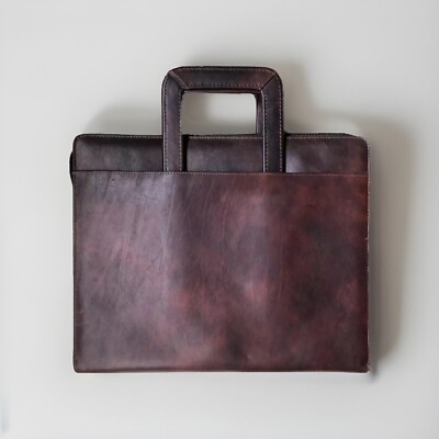Bosca Leather Briefcase Organizer Planner Vintage Correspondent Collection RARE-image