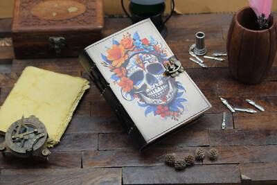 Handmade Skull Printed Leather & 1st Color Photo Journal Diary For Unisex Adult-image