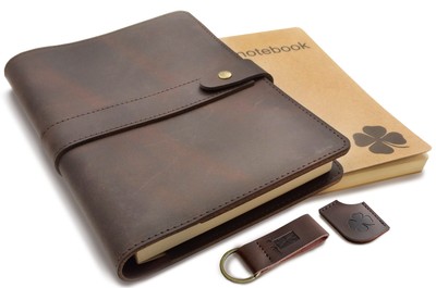 Refillable Genuine Leather Journal Writing Notebook 2 Bound Notebooks Lined and-image