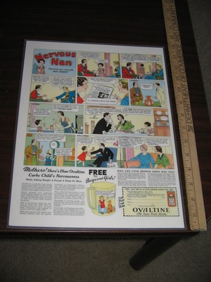 OVALTINE 1934 LITTLE ORPHAN ANNIE premium mug magazine print ad NERVOUS laminate-image