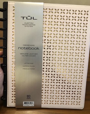 TUL Discbound Notebook, Pink Leather Cover w/Rose Gold, Letter Size, 60 Sheet-image