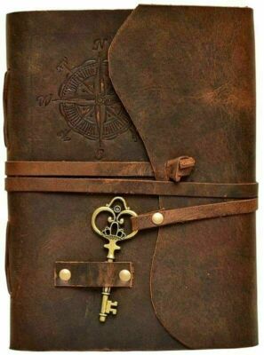 7 Inch Compass Leather Journal Vintage Notebook Bound Writing Diary Deckle Book-image