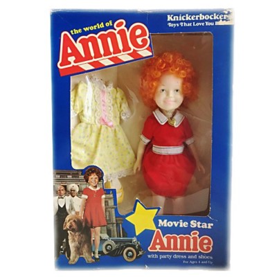 Vintage 1982 Knickerbocker Movie Star Annie Doll Shoes & Party Dress 3836 NIB NW-image