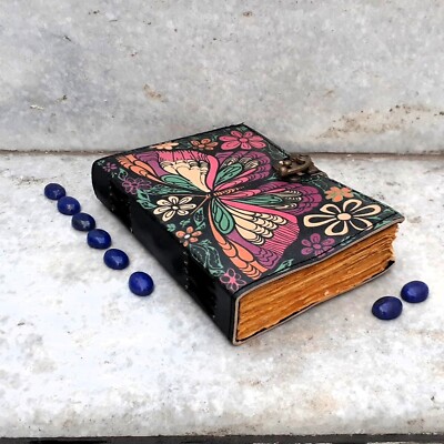 Leather Journal Butterfly Notebook Wedding Gift sketchbook Writing Journal Dairy-image