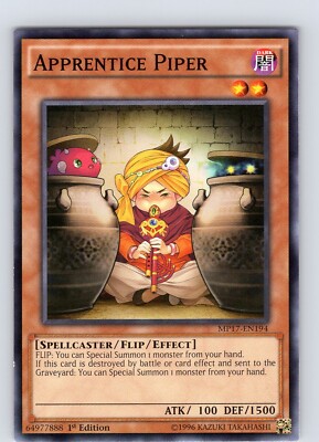 Yu-Gi-Oh TCG Apprentice Piper MP17-EN194 1st Edition Regular Common Card NM-image