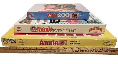 ANNIE  movie themed  SET OF 3 Items -Paper Doll, Board Game AND Puzzle-image