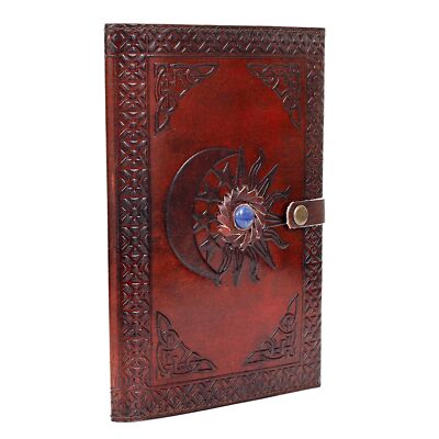 Sun Moon Leather Journal 5x7 inch Lined Writing Diary Notebook Women Men Bound-image