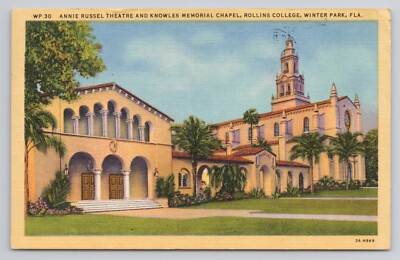 Annie Russel Theatre & Knowles Memorial Chapel Rollings College FL 1960 Postcard-image