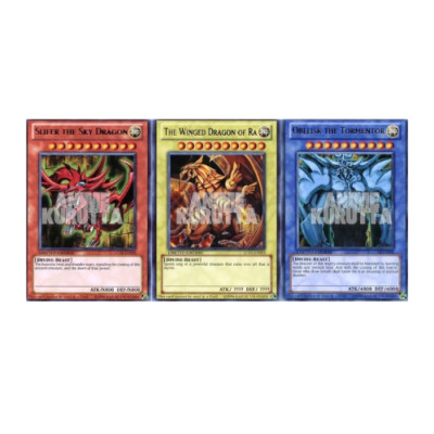 Legendary Collection Set of 3 Egyptian God Cards Slifer,Obelisk, Ra YGLD* YuGiOh-image