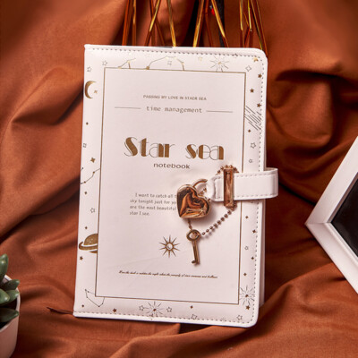 A5 Size Heart Lock PU Leather Journal Notebook Lined Paper Writing Diary 240Page-image
