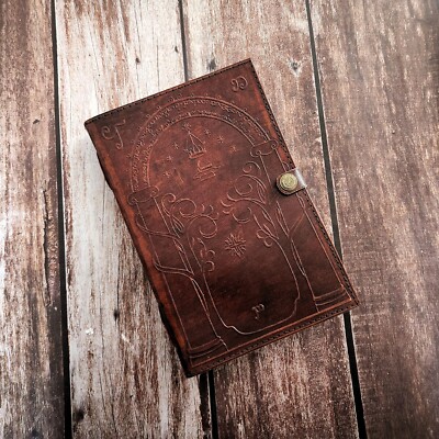 Door of durin Embossed Leather Journal, dairy, Brown Journal, Personalized Gift.-image