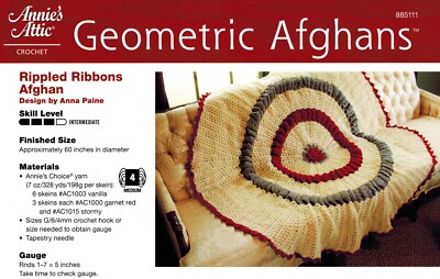 Crochet GEOMETRIC AFGHANS 2 Patterns Rippled Ribbons & Diamond Trellis Leaflet-image