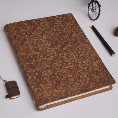 Genuine Leather Vintage Journal A4 Notebook Lined Paper Writing Diary 200 Pages-image
